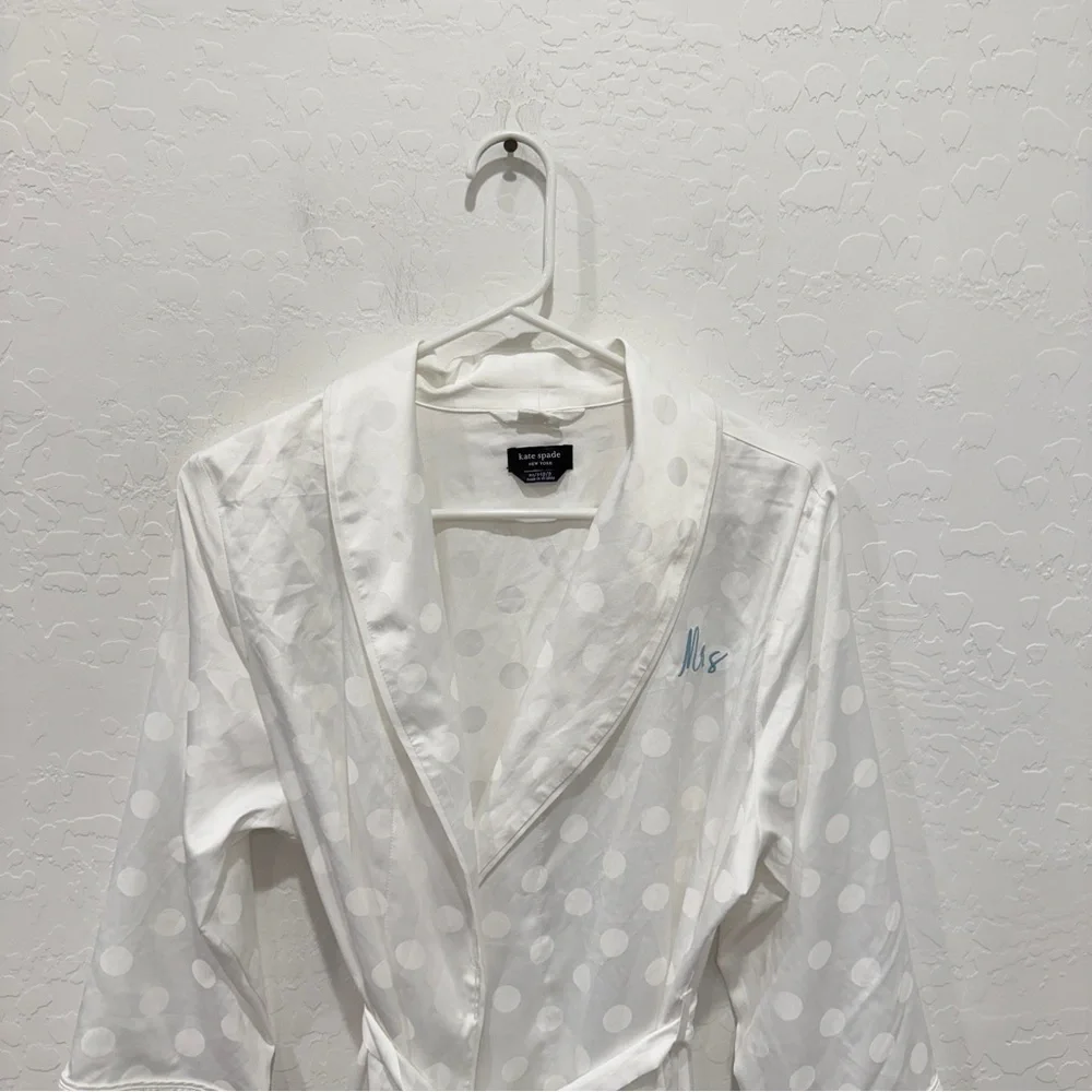 Kate Spade New York Bridal Robe Mrs White Polka Dot XS